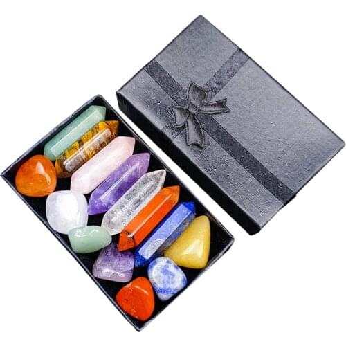 Polished Natural Crystal Stone w/ Gift Box Quartz Tiger Eye Obsidian Fluorite Yoga Energy Gemstones Home Desk Ornament