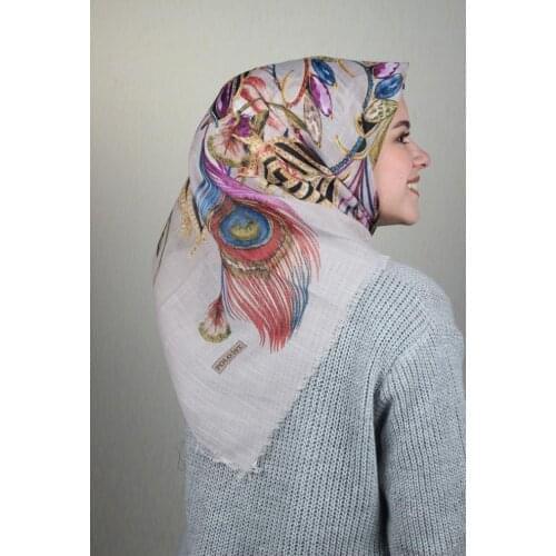 POLOİST SHİNE PATTERNED SILVERY LINEN SCARF-DESEN-23-RENK-12