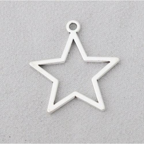 RAINXTAR Fashion Alloy Hollow Star Charms Pentagram Connector Charms 27*29mm 100pcs AAC1968