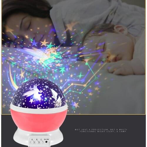 Rotary LED Romantic Starry Light USB Battery Powered Kids Bedroom Decorative Night Lights Colorful Star Shaped Lamps Projector