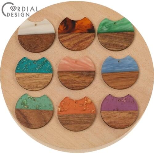 Cordial Design 50Pcs 34*36MM Earrings Accessories/Hand Made/Natural Wood & Resin/Pendants/DIY Making/Jewelry Findings Components