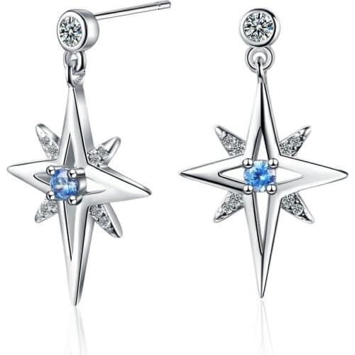 925 Sterling Tassel Star Drop Earring For Women Party Wedding Jewelry Accessories eh869