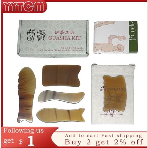 Tontin High Quality Thickening Yellow Ox Horn Beauty Salon Tool Guasha Scraping slimming face plate gua sha tools