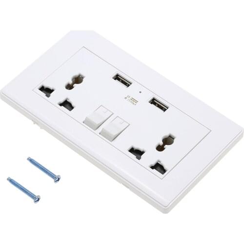 Universal Wall Socket Dual 2 USB Plug Switch Power Plate 2100mA High Quaity Charger Multifunctional Three Hole Socket