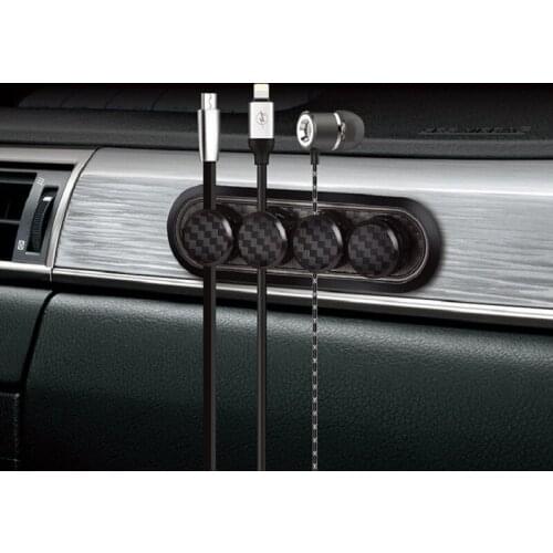 Domestic and car Carbon Fiber Magnetic Cable Organizer USB Cable Management Winder Clip Desktop Workstation Wire Cord