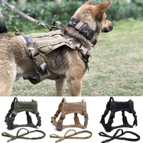Military Tactical Dog Harness German Shepherd Pet Dog Vest With Handle Nylon Bungee Dog Leash Harness For Small Large Dogs Puppy