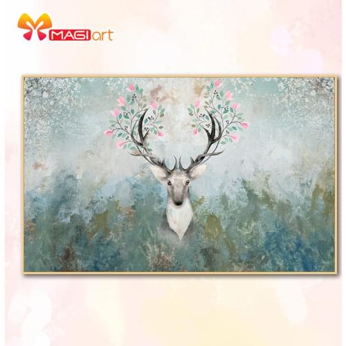 Cross stitch kits Embroidery needlework sets 11CT water soluble canvas patterns 14CT Animal Style Gorgrous deer-NCMA087