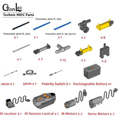 High-Tech Power functions Mobile RC Motors Kit fit Tractor Truck Tower Head MOC-4814 LOWBOY-Trailer Lucios MOC Building Blocks