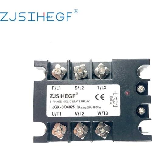 ZJSIHEGF JGX-3 4825DA Three Phase Solid State Relay SSR With For 3phase Heat Sink 25A 3-32VDC 24-480AAC