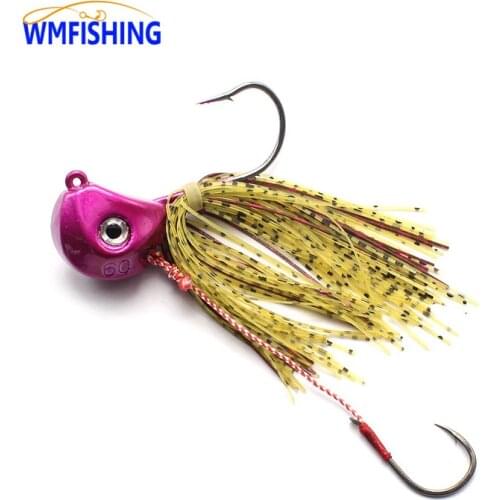 1PC Spinnerbait 40g/60g/80g/100g Jig Head Hook Skirt Beard Fishing Lures Fly Rubber Swim Bass Hook Bait Tai Kabura Inchiku
