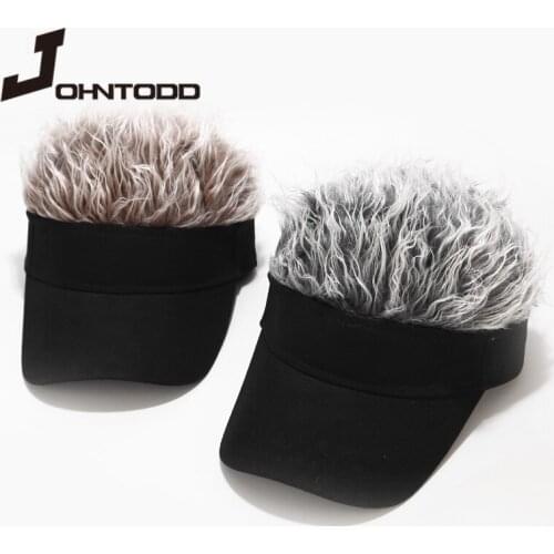 2021 Fashion Summer Fall Men Women Casual Concise Sunshade Sun Visor Baseball Cap with Spiked Hairs Wig Baseball Hat Adjustable