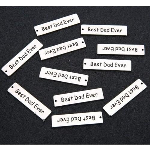 5pcs/lot 10x40mm Fathers day stainless steel Connector Metal Alloy Pendant For DIY bracelet Jewelry Making fg4e