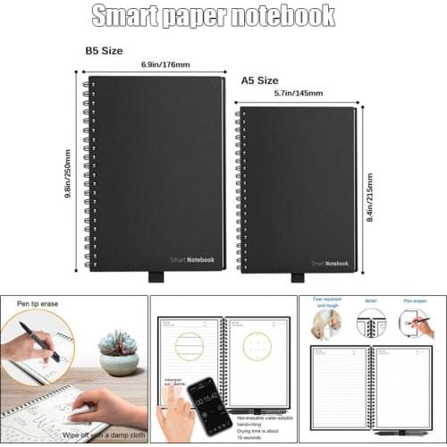 A5/B5 Smart Reusable Erasable Notebook Paper Wave Cloud Erase Notepad Lined with Pen New Arrival