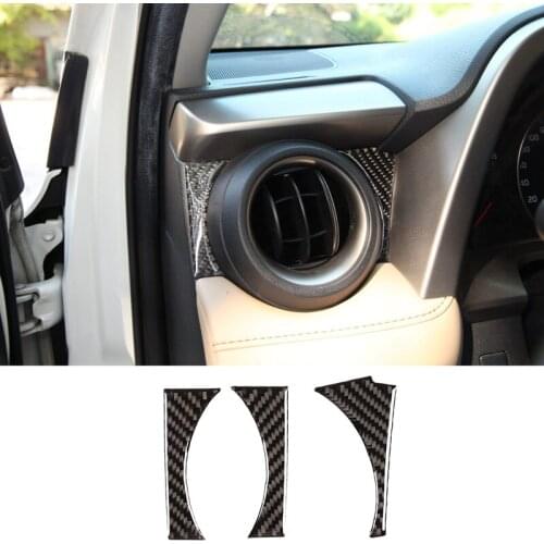 Carbon Fiber ABS Air Conditioner Air Outlet Trim Cover Decoration Stickers for Toyota RAV4 2015-2019 Car Stylings
