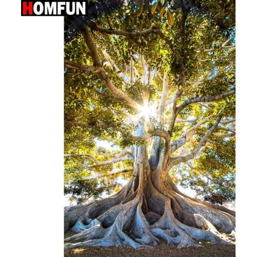HOMFUN Full Square/Round Drill 5D DIY Diamond Painting "Tree life sunlight" 3D Diamond Embroidery Cross Stitch Home Decor Gift