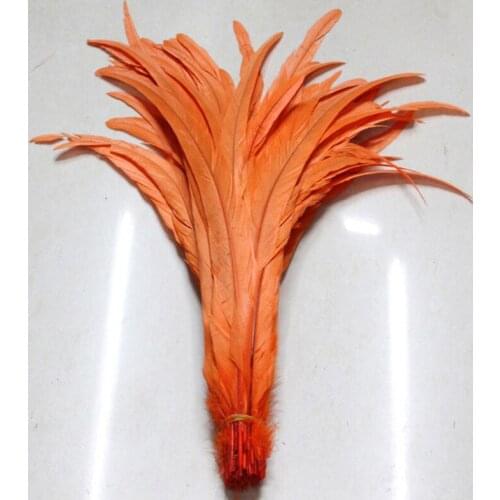 Free Shipping 100pcs orange Rooster Tail feather 12-14inches 30-35cm Dyed conque/cock tail Feathers