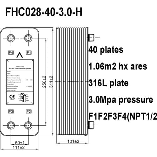 Free shipping! 40 Plates Brazed plate heat exchanger, 316 Stainless Steel Material Wort Chiller