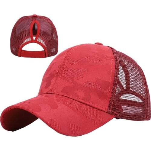 Womens Mesh Ponytail Baseball Cap Female Casual Outdoor Solid Color Sun Hat Girl Summer Sports Gorras Adjustable Breathable