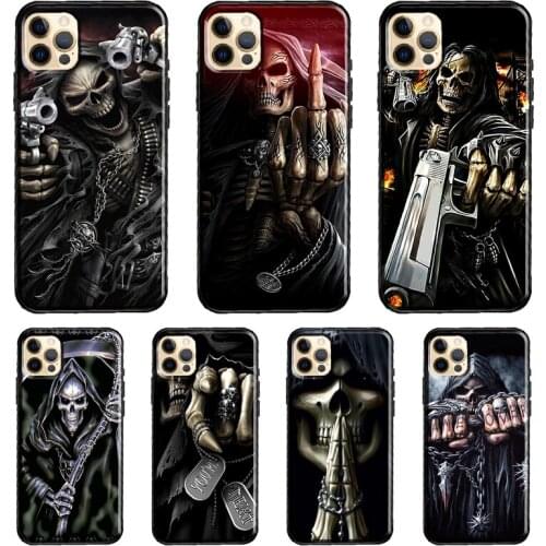 Grim Reaper Skull Skeleton Case For iPhone 12 Pro Max mini XR X XS 7 8 Plus SE 2020 11 Pro Max Back Cover Shell