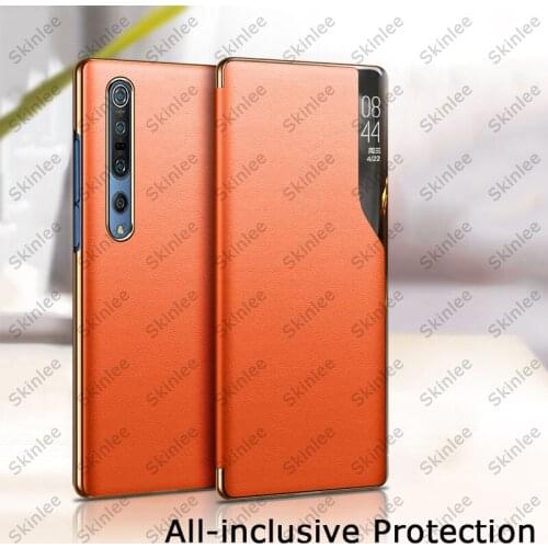 Skinlee Flip Case For Samsung Galaxy A12 Nacho Window Flip Shockproof Transparent View Leather Cover For Samsung A12 Case