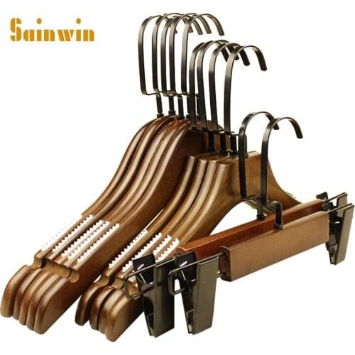Sainwin 10pcs/lot Hotel Clothes Store Wood Hangers For Clothes Rack Wooden Hanger (50pcs can LOGO)