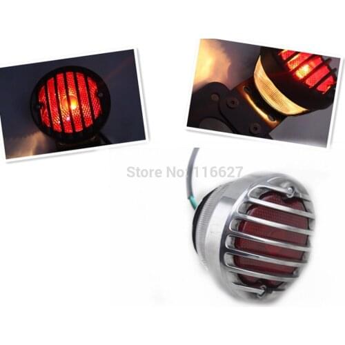 For HARLEY HONDA KAWASAKI SUZUKI YAMAHA BOBBER CHOPPER CUSTOM SILVER RETRO GRILLE STOP BRAKE TAIL LIGHT MOTORCYCLE