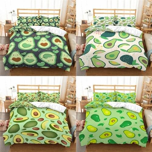 Home Textile Luxury 3D Avocado Print 2/3Pcs Comfortable Duvet Cover PillowCase Bedding Sets Queen and King EU/US/AU Size