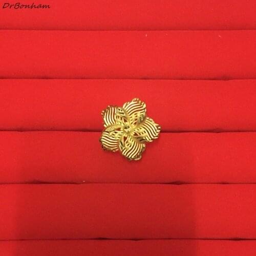 DrBonham 2018 new hyperbole 24K Gold filled Finger Rings for Woman party large hollow FLOWER Cocktail Ring Female INDIA FASHION