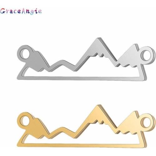 5pcs Polished Charms Mountain Shape Stainless steel mix Necklace Pendant Connector Charms Jewelry Making Findings