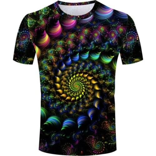 CJLM Colorful 3D Printed T-shirts Men Summer Rainbow Spiral Shirt Graphic Tees Short Sleeve O-Neck Tops High Quality Casual