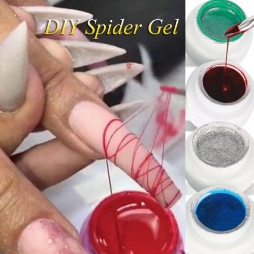 6 Color Metallic Spider Drawing Nail Gel Polish Wire Painting Gel Pulling Silk Spider Soak Off UV Nails Gel Nail Art Lacquer