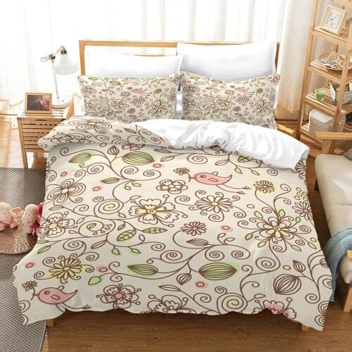 3D Print Duvet Cover Sets Dropshipping 2/3pcs (Single1Pillowcase) Boy Girl Kid With Pillowcase Datura flower Beige NO7
