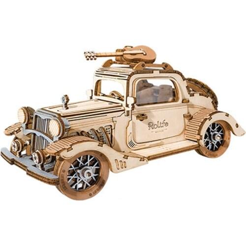 Creative DIY 3D Wooden Jigsaw Building Block Assembly Model Toy Retro Classic Car Model Puzzle Toy for Children Adult Decoration