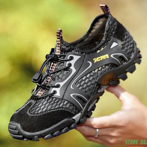 Outdoor Hiking Shoes Men Breathable Sneakers No-slip Climbing Trekking Shoes Quick-dry Water Footweart KITLELER Big Size 38-50