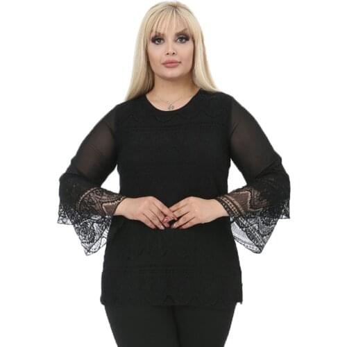 Hanezza Plus Size Siphon Garnılı Lace Bluz