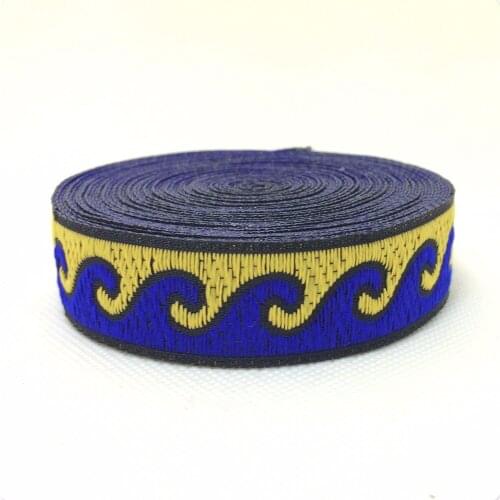 2015 NEW ribbon 3/4" 20mm 8yard/sets Double color wave lace Woven Jacquard ribbon hair bow DIY handmade Yellow/sapphire blue HOT