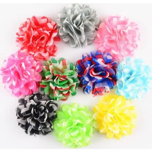 Hot Selling girl Products Printed Chiffon Lace Flower For girl Headband 10 Colors 100pcs/lot Freeshipping MH61