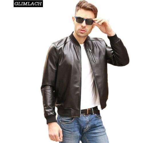 Black Aviation Flight Genuine Leather Bomber Jacket Men Flight Jacket Sheepskin Real Leather Slim Pilot Coats Veste Cuir Homme