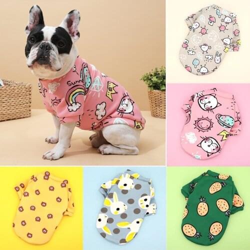 Soft Cotton Cute Dog Clothes For Small Medium Dogs Cartoon Print Vest Jacket Coat Jumpsuit Chihuahua Puppy