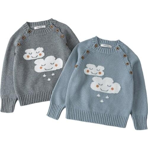 Baby Girls Boys Soft Knitted Sweater Clouds And Raindrops Pattern Childrens Tops Clothes New Kids Pullover Sweaters