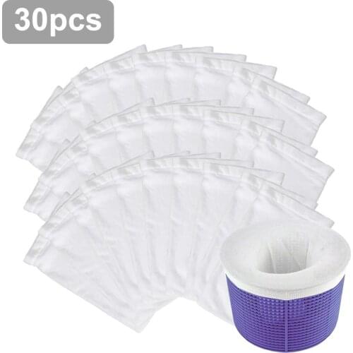 30pcs Nylon Swimming Pool Filter Storage Skimmer Sock Slag Basket Sleeve Mesh Screen Sock Garden Pool Clean Leaves Scum Oil Net