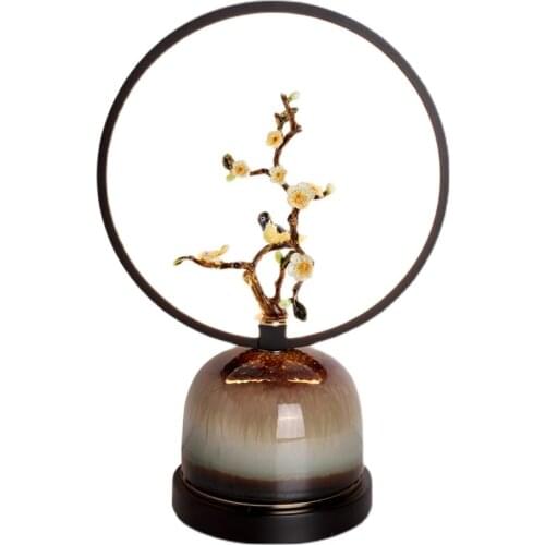 New Chinese-Style Ceramic Table Lamp Classical Household Bedside Lamp for Bedroom Living Room Study Room