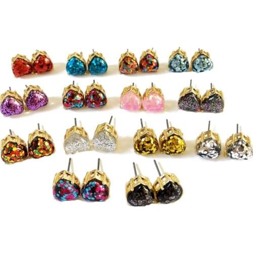 ZWPON 2020 New Mini Glitter Heart Earrings Fashion Jewelry Women Stud Earrings for Women Bridesmaid Jewelry Valentines Day Gift