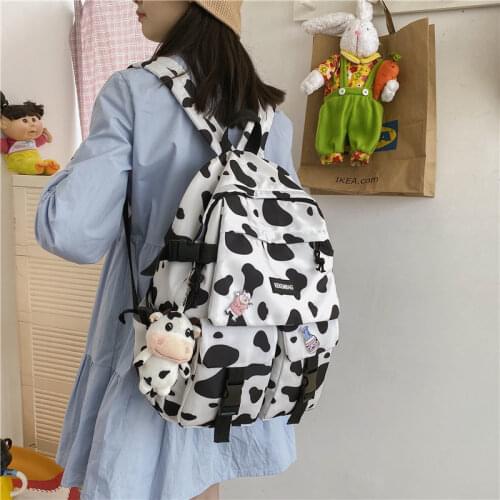 New cow grain lovely schoolbag kawaii waterproof nylon backpack girl canvas bag Korean ulzzang original sufeng backpack