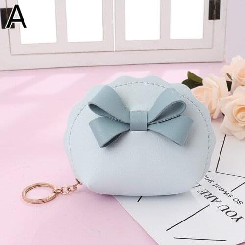 New Women Fashion Bowknot PU Leather Mini Wallet Solid Color Multifunctional Portable Coin Storage Bag Zipper Purse