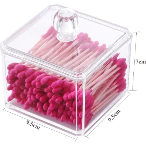 Makeup Organizer Cotton Transparent Bottle Acrylic Round Container Cotton Swab Make Up Organizer Plastic Storage Boxes