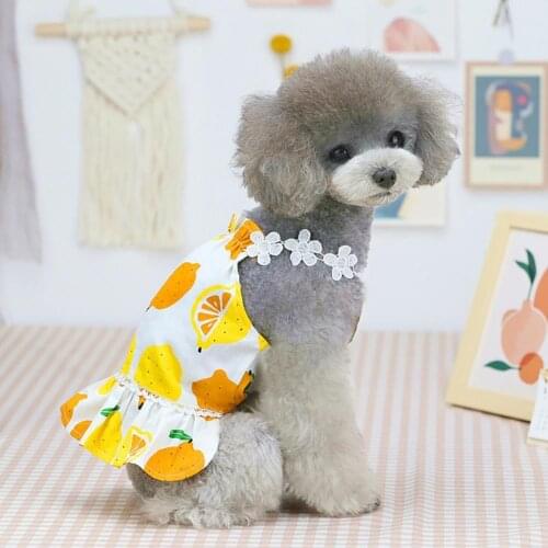Pet Dress Fruit Pattern Comfortable Cute Cotton Sleeveless Design Vivid Color Five Sizes Fashion Dog Strap Dress for Summer