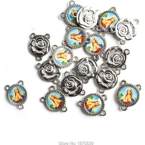 Heart Mary Mother Alloy Rose Medal Jewelry Rosary Accessory