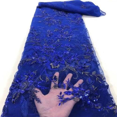 SJ Lace 2021 African Sequins Lace Fabric Nigerian Net Lace Fabric Embroidered Beaded French Lace Fabric For Wedding Party r5-96