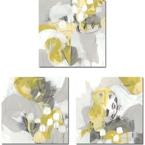 Modern Abstract Wall Art Yellow Watercolor Graffiti Paintings Nordic Square Canvas Posters Prints Living Room Bedroom Decoration